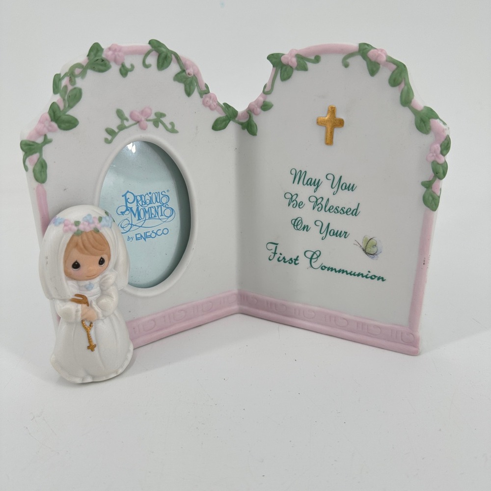 Precious Moments First Communion Girl Porcelain Picture Frame Enesco 1997